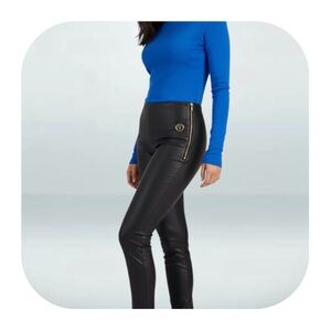 ODOLLS Collection size 4 black leather look skinny trousers with gold zippers